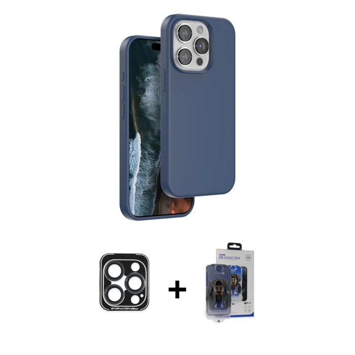 iPhone 15 Pro Max Kılıf Kıvılcım Çizgi Serisi - Siyah Vanessa Magic Cam + PVD Metal Kamera Lens - LT