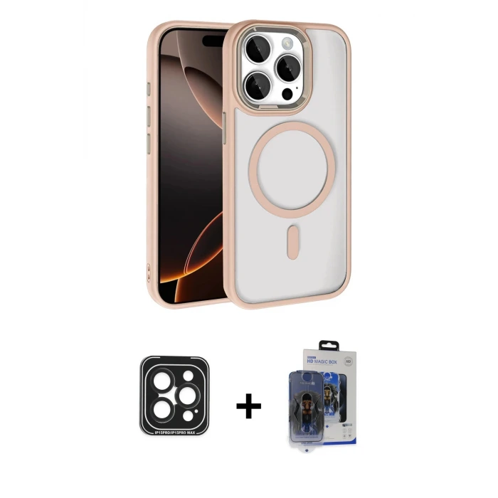iPhone 15 Pro Max Kılıf Kıvılcım Prime - Siyah Vanessa Magic Cam + PVD Metal Kamera Lens - SH