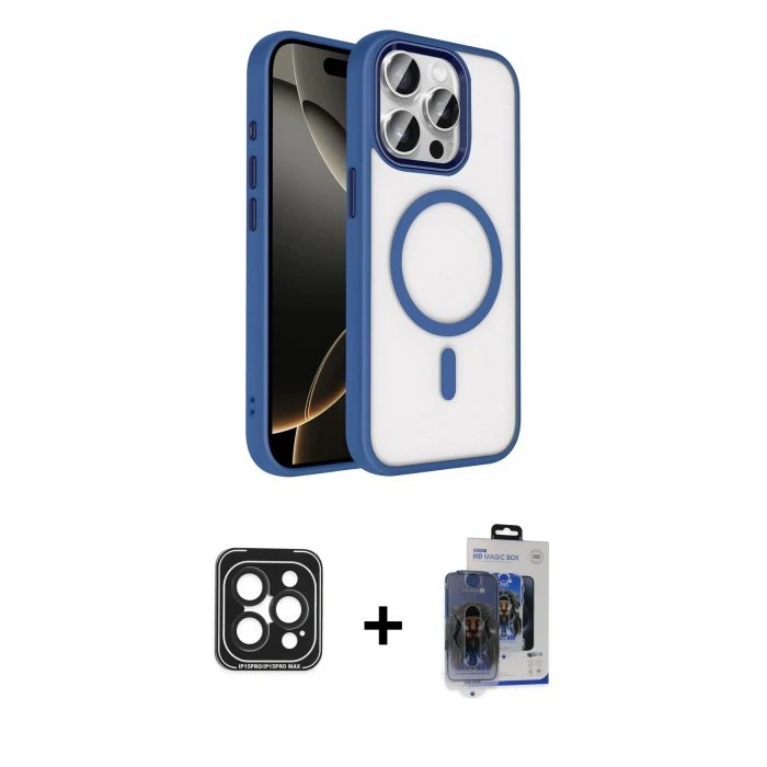 iPhone 15 Pro Max Kılıf Kıvılcım Prime - Siyah Vanessa Magic Cam + PVD Metal Kamera Lens - SH