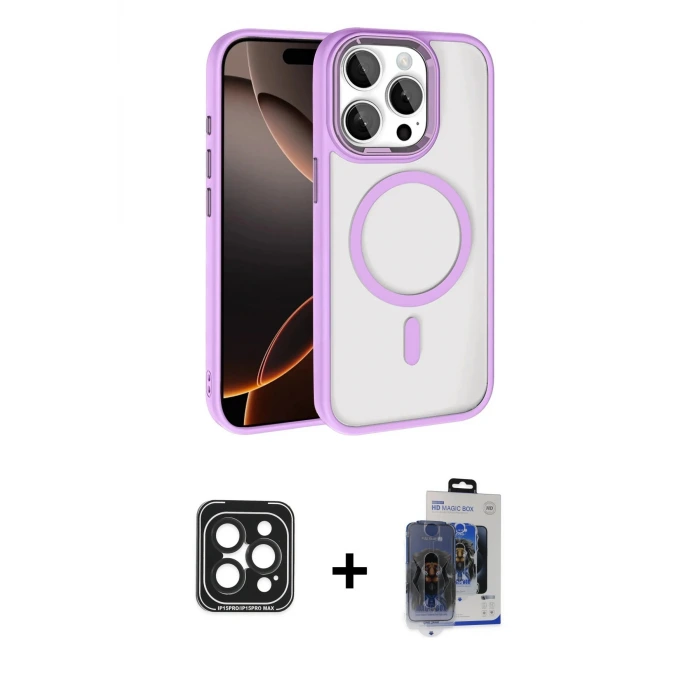 iPhone 15 Pro Max Kılıf Kıvılcım Prime - Siyah Vanessa Magic Cam + PVD Metal Kamera Lens - SH