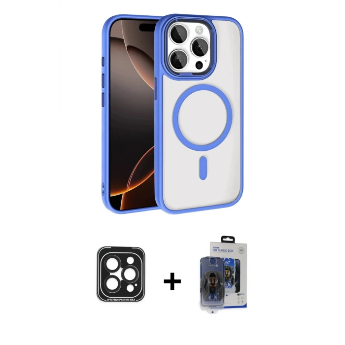 iPhone 15 Pro Max Kılıf Kıvılcım Prime - Siyah Vanessa Magic Cam + PVD Metal Kamera Lens - SH