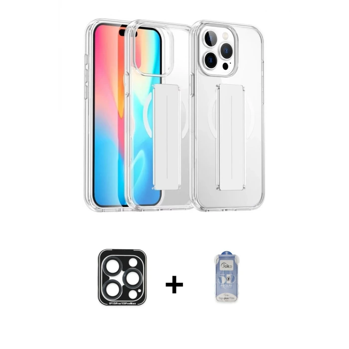 iPhone 15 Pro Max Kılıf Nova Işık Koleksiyonu - Siyah Joko Magic 5D Cam + PVD Metal Kamera Lens - LT