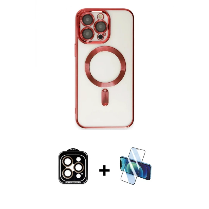 iPhone 15 Pro Max Kılıf Nova Işık Özel Seri - Siyah 3D Antistatik Seramik Nano Ekran Koruyucu + PVD Metal Kamera Lens - TU
