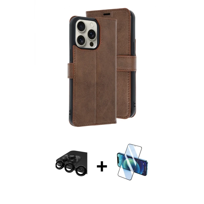 iPhone 15 Pro Max Kılıf Siluet Işık Serisi - Siyah 3D Antistatik Seramik Nano Ekran Koruyucu + Raze Metal Kamera Lens - SH
