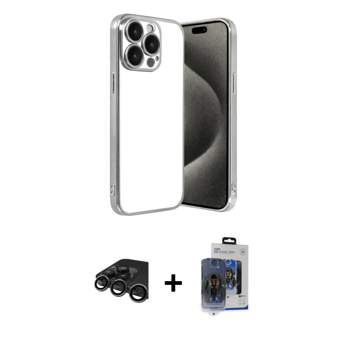 iPhone 15 Pro Max Kılıf Vadi Minimal - Siyah Vanessa Magic Cam + Raze Metal Kamera Lens - TMGI