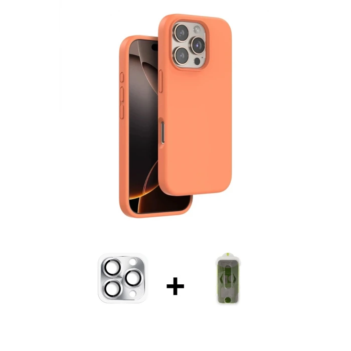 iPhone 16 Pro Max Kılıf Kıvılcım Çizgi Serisi - Siyah Joko Magic 5D Hayalet Cam + Pers Alüminyum Kamera Lens - GS