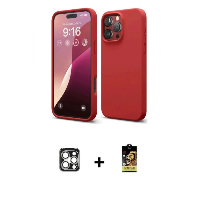 iPhone 16 Pro Max Kılıf Kozmos Yansıma Özel Seri - Siyah Buffer Cam Ekran Koruyucu + PVD Metal Kamera Lens - GS
