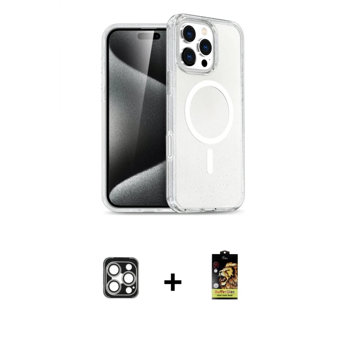 iPhone 16 Pro Max Kılıf Nova Asil Prime - Siyah Buffer Cam Ekran Koruyucu + PVD Metal Kamera Lens - GS