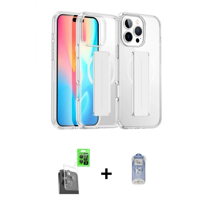 iPhone 16 Pro Max Kılıf Nova Işık Koleksiyonu - Siyah Joko Magic 5D Cam + Raze Metal Kamera Lens - SH
