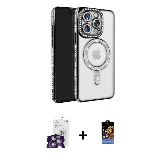 iPhone 16 Pro Max Kılıf Zirve Doku Prime - Siyah Buffer Hayalet Cam Ekran Koruyucu + Bilvis Titan Kamera Lens - GS