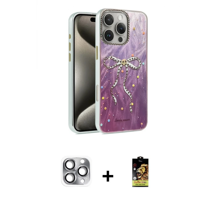iPhone 16 Pro Max Kılıf Zirve Modern Prime - Siyah Buffer Cam Ekran Koruyucu + Pers Alüminyum Kamera Lens - GI