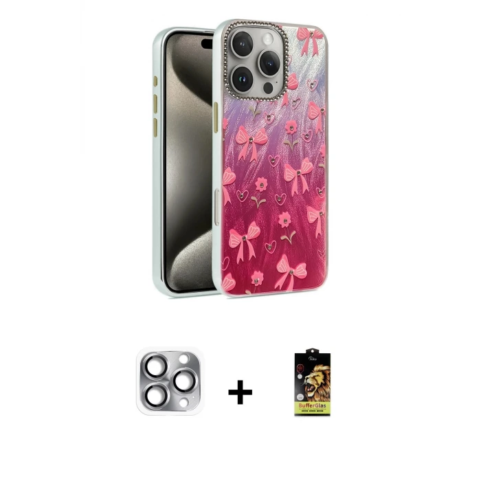 iPhone 16 Pro Max Kılıf Zirve Modern Prime - Siyah Buffer Cam Ekran Koruyucu + Pers Alüminyum Kamera Lens - GI