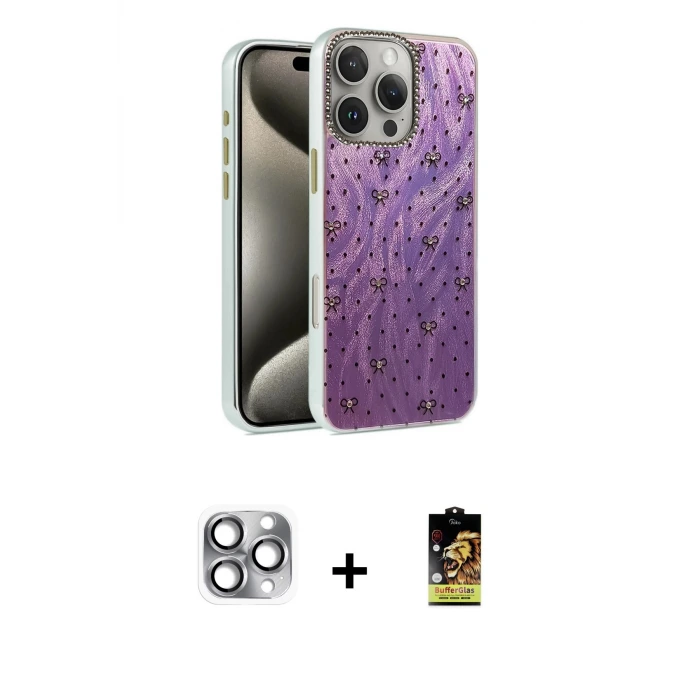 iPhone 16 Pro Max Kılıf Zirve Modern Prime - Siyah Buffer Cam Ekran Koruyucu + Pers Alüminyum Kamera Lens - GI