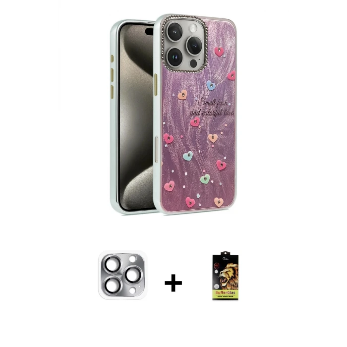 iPhone 16 Pro Max Kılıf Zirve Modern Prime - Siyah Buffer Cam Ekran Koruyucu + Pers Alüminyum Kamera Lens - GI