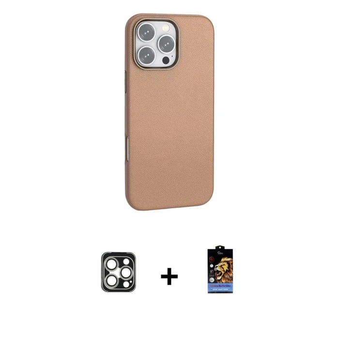 iPhone 16 Pro Max Kılıf Zirve Modern Prime - Siyah Buffer Hayalet Cam Ekran Koruyucu + PVD Metal Kamera Lens - GS