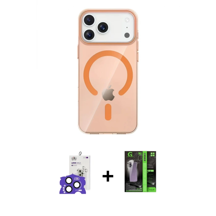iPhone 17 Pro Max Kılıf Pusula Form Özel Seri - Şeffaf 360 Full Body Arka Koruyucu + Bilvis Titan Kamera Lens - LT