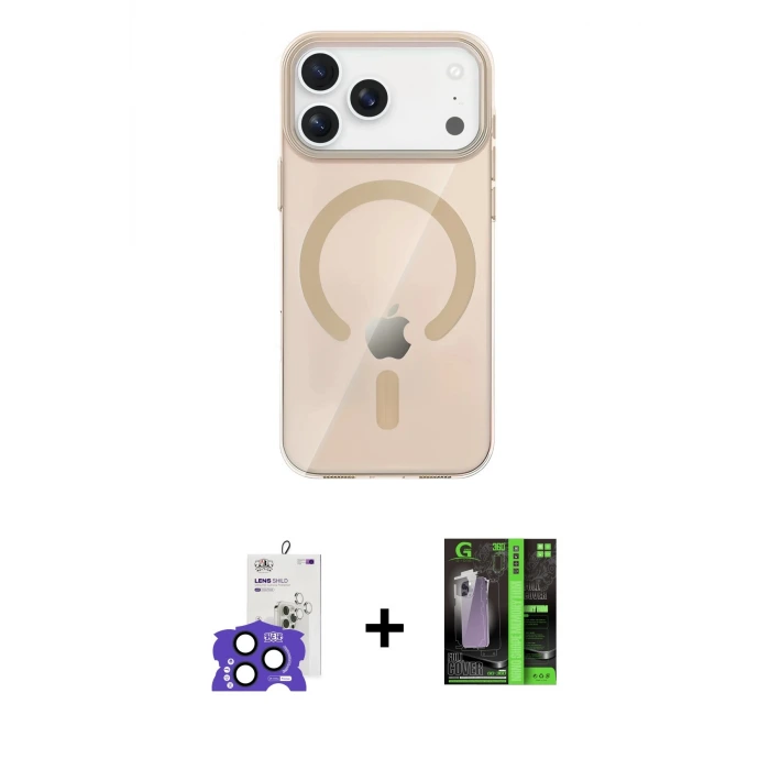 iPhone 17 Pro Max Kılıf Pusula Form Özel Seri - Şeffaf 360 Full Body Arka Koruyucu + Bilvis Titan Kamera Lens - LT