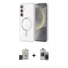 ieg™ Galaxy S24 Kılıf Nova Işık Özel Seri - Siyah Vanessa Magic Hayalet Cam + Bilvis Titan Kamera Lens - DNMR