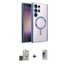 ieg™ Galaxy S24 Ultra Kılıf Nova Işık Özel Seri - Siyah Durable Full Glue Curved Cam + Bilvis Titan Kamera Lens - GD