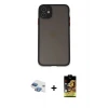 ieg™ iPhone 11 Kılıf Ahenk Çizgi Serisi - Siyah Buffer Cam Ekran Koruyucu + Pers Alüminyum Kamera Lens - GI
