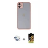 ieg™ iPhone 11 Kılıf Ahenk Çizgi Serisi - Siyah Buffer Cam Ekran Koruyucu + Pers Alüminyum Kamera Lens - GI