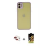 ieg™ iPhone 11 Kılıf Ahenk Çizgi Serisi - Siyah Buffer Cam Ekran Koruyucu + Pers Alüminyum Kamera Lens - KI