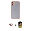 ieg™ iPhone 11 Kılıf Ahenk Çizgi Serisi - Siyah Buffer Cam Ekran Koruyucu + Pers Alüminyum Kamera Lens - KI