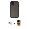 ieg™ iPhone 11 Kılıf Ahenk Çizgi Serisi - Siyah Buffer Cam Ekran Koruyucu + Pers Alüminyum Kamera Lens - KI
