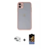ieg™ iPhone 11 Kılıf Ahenk Çizgi Serisi - Siyah Buffer Hayalet Cam Ekran Koruyucu + Pers Alüminyum Kamera Lens - YL