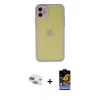 ieg™ iPhone 11 Kılıf Ahenk Çizgi Serisi - Siyah Buffer Hayalet Cam Ekran Koruyucu + Pers Alüminyum Kamera Lens - YL