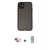 ieg™ iPhone 11 Kılıf Ahenk Çizgi Serisi - Siyah Joko Magic 5D Cam + Pers Alüminyum Kamera Lens - KI