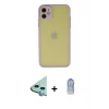 ieg™ iPhone 11 Kılıf Ahenk Çizgi Serisi - Siyah Joko Magic 5D Cam + Raze Metal Kamera Lens - MI