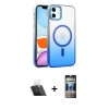 ieg™ iPhone 11 Kılıf Ahenk Doku Özel Seri - Siyah 34D Hayalet Izgaralı Cam + Kamera Lens Koruma Cam - SF