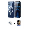 ieg™ iPhone 11 Kılıf Ahenk Minimal Serisi - Siyah Buffer Hayalet Cam Ekran Koruyucu + Pers Alüminyum Kamera Lens - LT