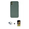 ieg™ iPhone 11 Kılıf Ahenk Serisi - Siyah Buffer Cam Ekran Koruyucu + Pers Alüminyum Kamera Lens - LT