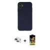 ieg™ iPhone 11 Kılıf Ahenk Serisi - Siyah Buffer Cam Ekran Koruyucu + Pers Alüminyum Kamera Lens - LT