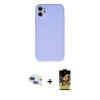 ieg™ iPhone 11 Kılıf Ahenk Serisi - Siyah Buffer Cam Ekran Koruyucu + Pers Alüminyum Kamera Lens - LT