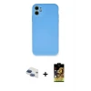 ieg™ iPhone 11 Kılıf Ahenk Serisi - Siyah Buffer Cam Ekran Koruyucu + Pers Alüminyum Kamera Lens - LT