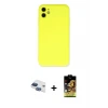 ieg™ iPhone 11 Kılıf Ahenk Serisi - Siyah Buffer Cam Ekran Koruyucu + Pers Alüminyum Kamera Lens - LT