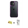 ieg™ iPhone 11 Kılıf Akış Çizgi Koleksiyonu - Şeffaf Uv Polymer Nano Ekran Koruyucu + Rainbow Kamera Lens Koruma Cam - KI