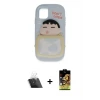 ieg™ iPhone 11 Kılıf Akış Yansıma - Siyah Buffer Cam Ekran Koruyucu + Kamera Lens Koruma Cam - SF