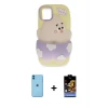 ieg™ iPhone 11 Kılıf Akış Yansıma - Siyah Buffer Hayalet Cam Ekran Koruyucu + Neon Fosforlu Kamera Lens - MI