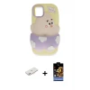 ieg™ iPhone 11 Kılıf Akış Yansıma - Siyah Buffer Hayalet Cam Ekran Koruyucu + Renkli Kamera Lens Koruma Cam - PE