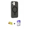 ieg™ iPhone 11 Kılıf Çekirdek Modern Prime - Siyah Bilvis 5in1 3D Magic Cam Ekran Koruyucu + Rainbow Kamera Lens Koruma Cam - KI