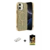 ieg™ iPhone 11 Kılıf Eksen Çizgi - Siyah Buffer Cam Ekran Koruyucu + Renkli Kamera Lens Koruma Cam - PE