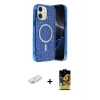 ieg™ iPhone 11 Kılıf Eksen Çizgi - Siyah Buffer Cam Ekran Koruyucu + Renkli Kamera Lens Koruma Cam - PE