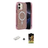 ieg™ iPhone 11 Kılıf Eksen Çizgi - Siyah Buffer Cam Ekran Koruyucu + Renkli Kamera Lens Koruma Cam - PE