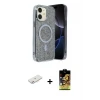 ieg™ iPhone 11 Kılıf Eksen Çizgi - Siyah Buffer Cam Ekran Koruyucu + Renkli Kamera Lens Koruma Cam - PE