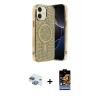 ieg™ iPhone 11 Kılıf Eksen Çizgi - Siyah Buffer Hayalet Cam Ekran Koruyucu + Pers Alüminyum Kamera Lens - GI