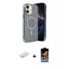 ieg™ iPhone 11 Kılıf Eksen Çizgi - Siyah Buffer Hayalet Cam Ekran Koruyucu + Renkli Kamera Lens Koruma Cam - YL